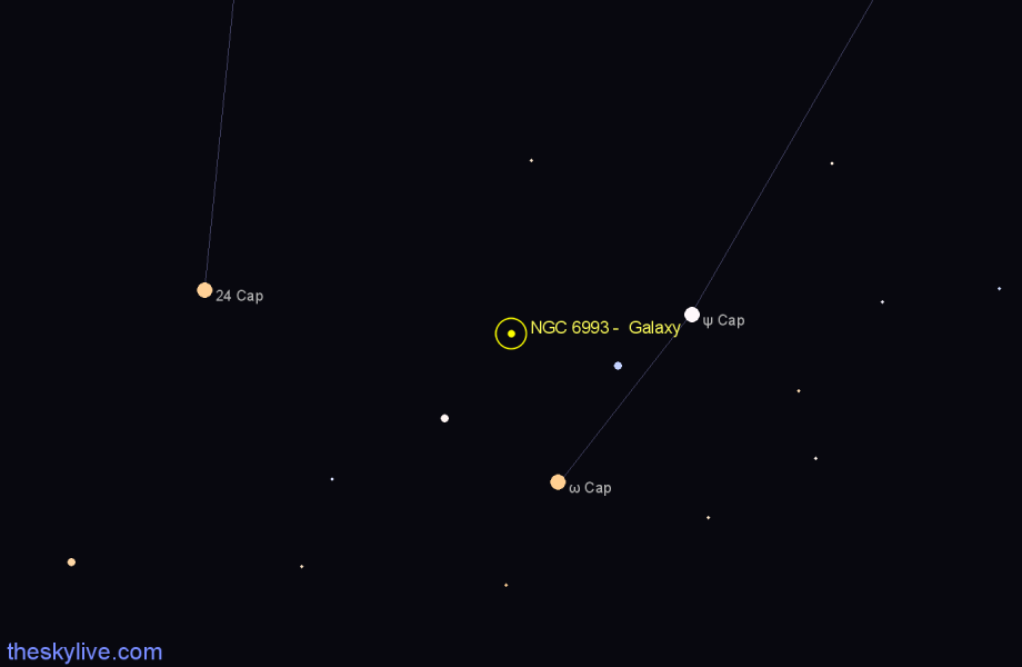 Finder chart NGC 6993 - Galaxy in Capricornus star