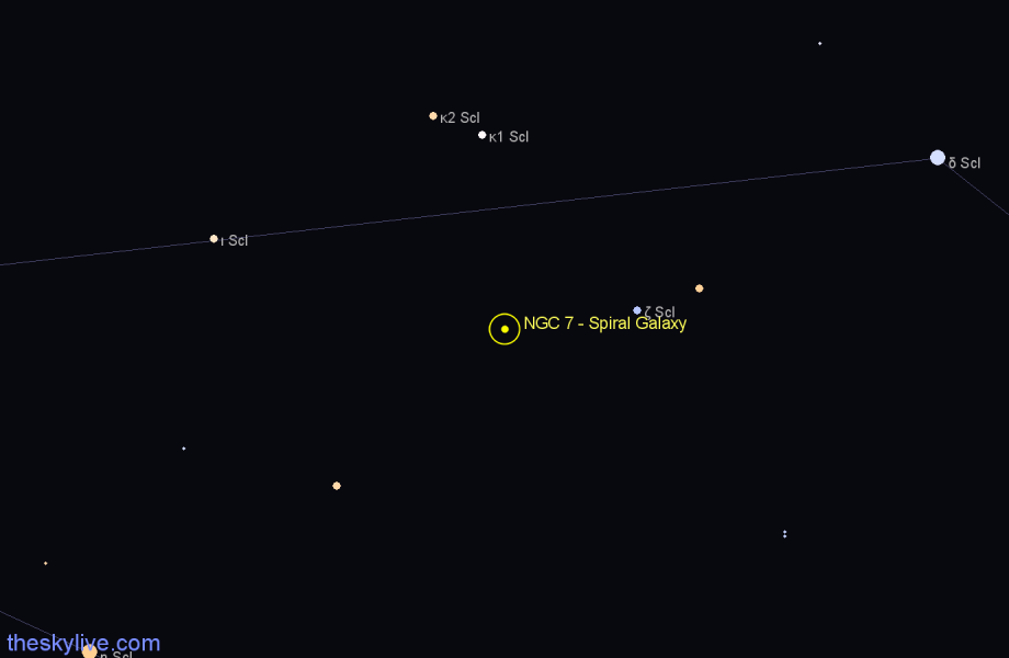 Finder chart NGC 7 - Spiral Galaxy in Sculptor star