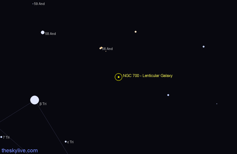 Finder chart NGC 700 - Lenticular Galaxy in Andromeda star