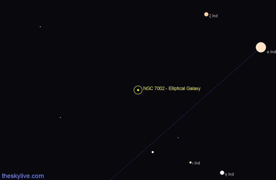 Finder chart NGC 7002 - Elliptical Galaxy in Indus star