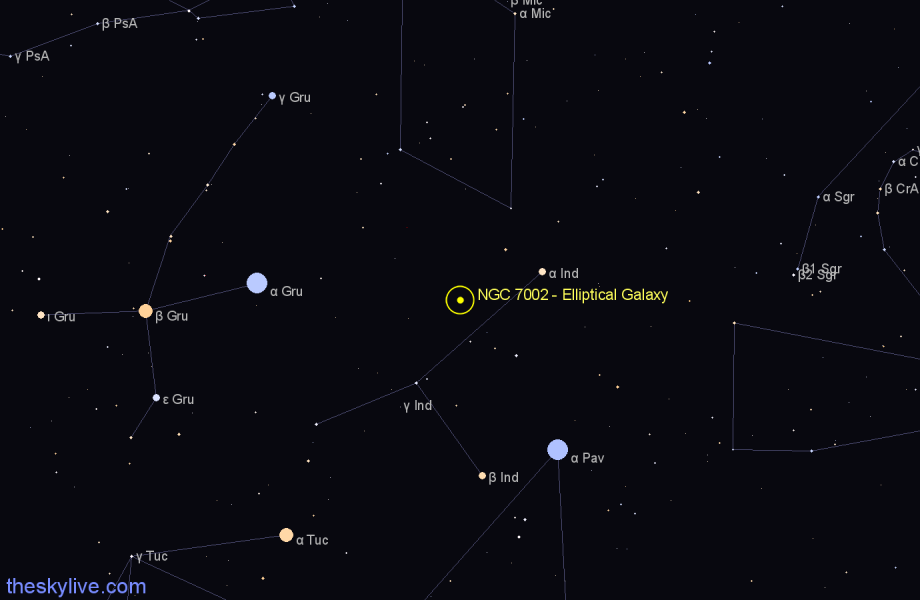 Finder chart NGC 7002 - Elliptical Galaxy in Indus star