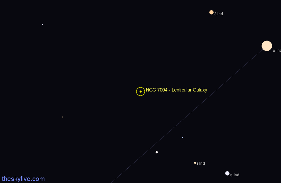 Finder chart NGC 7004 - Lenticular Galaxy in Indus star