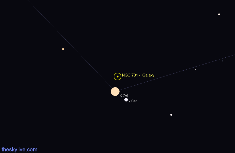 Finder chart NGC 701 - Galaxy in Cetus star