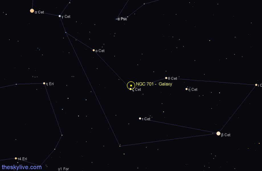 Finder chart NGC 701 - Galaxy in Cetus star
