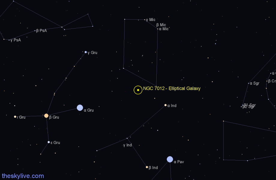 Finder chart NGC 7012 - Elliptical Galaxy in Microscopium star