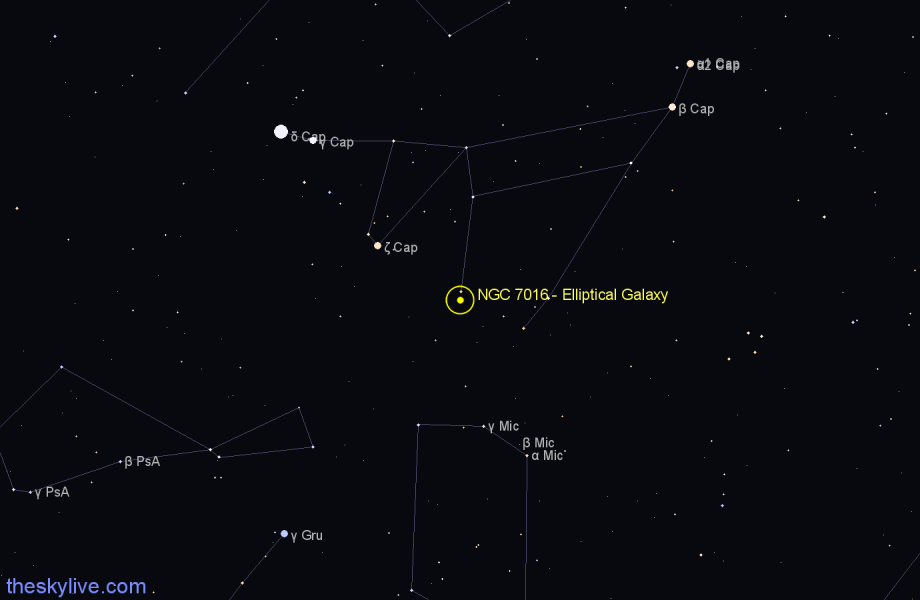 Finder chart NGC 7016 - Elliptical Galaxy in Capricornus star
