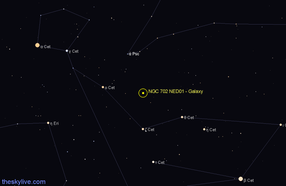 Finder chart NGC 702 NED01 - Galaxy in Cetus star