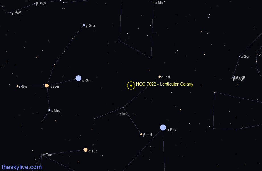 Finder chart NGC 7022 - Lenticular Galaxy in Indus star