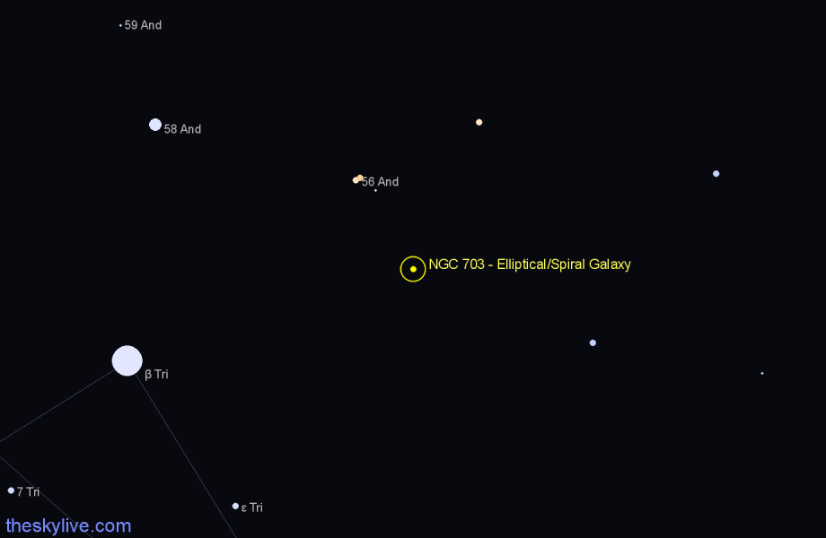 Finder chart NGC 703 - Elliptical/Spiral Galaxy in Andromeda star