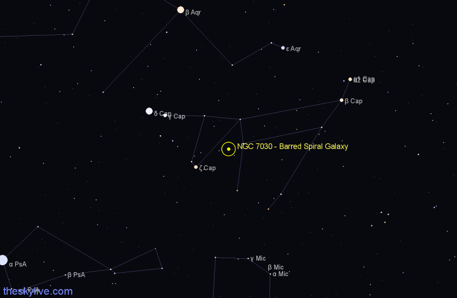 Finder chart NGC 7030 - Barred Spiral Galaxy in Capricornus star