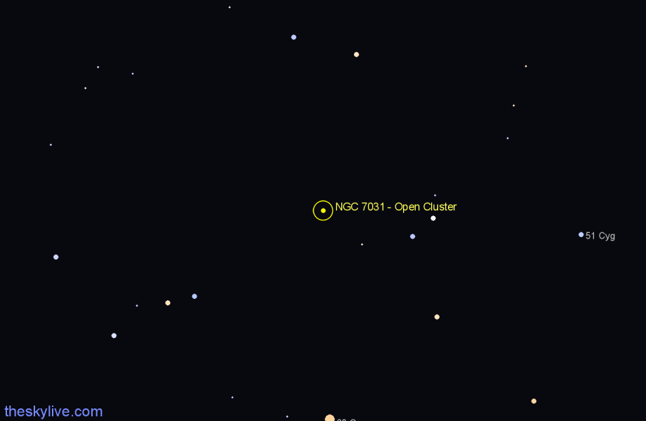 Finder chart NGC 7031 - Open Cluster in Cygnus star