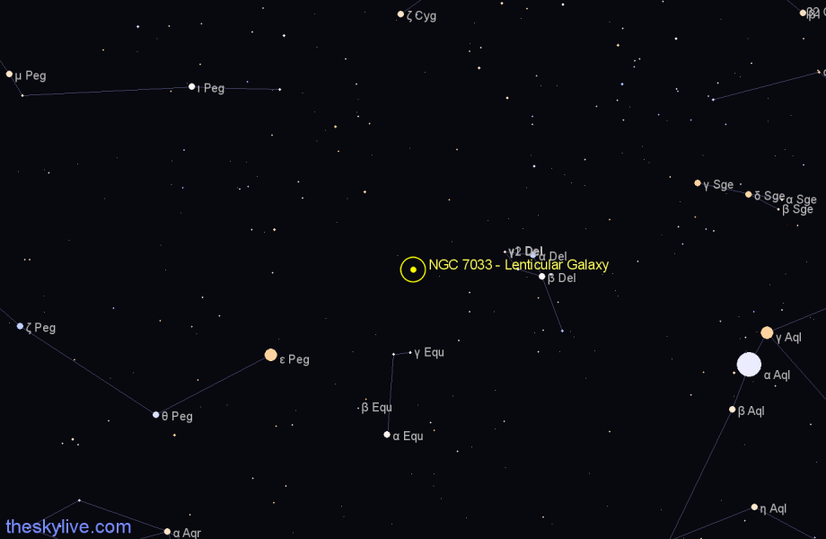 Finder chart NGC 7033 - Lenticular Galaxy in Pegasus star