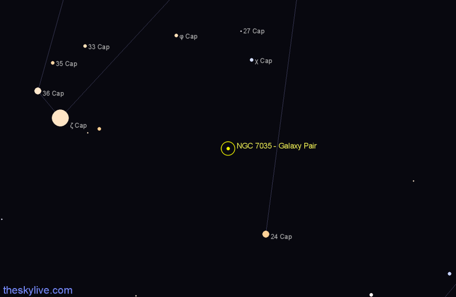 Finder chart NGC 7035 - Galaxy Pair in Capricornus star
