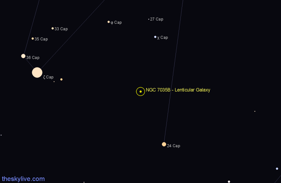 Finder chart NGC 7035B - Lenticular Galaxy in Capricornus star