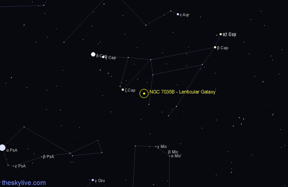 Finder chart NGC 7035B - Lenticular Galaxy in Capricornus star