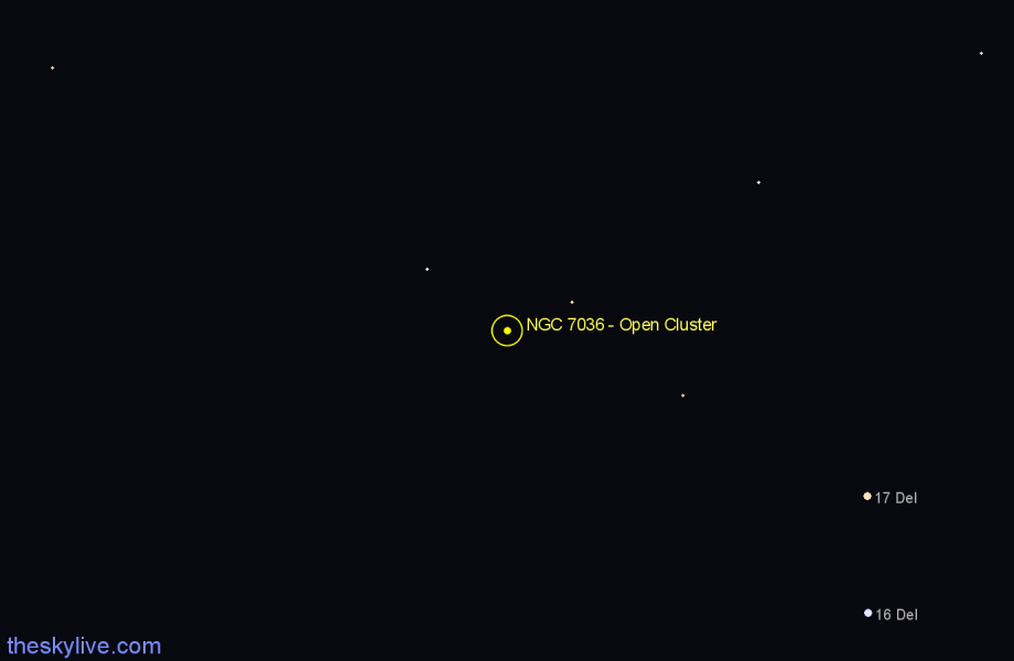 Finder chart NGC 7036 - Open Cluster in Pegasus star