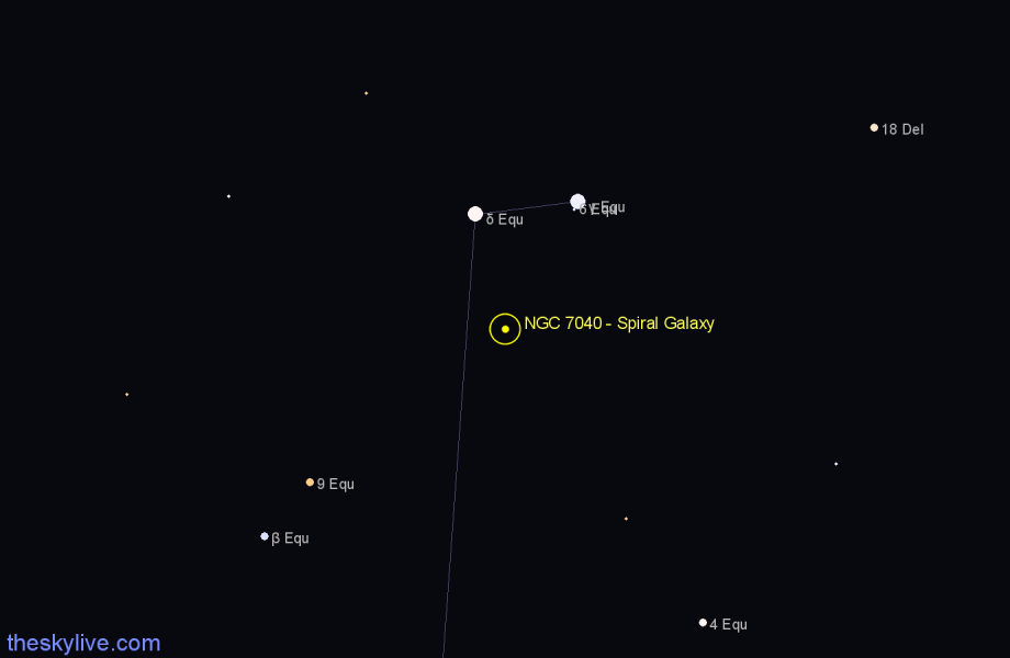 Finder chart NGC 7040 - Spiral Galaxy in Equuleus star