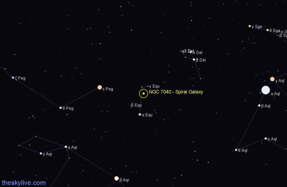 Finder chart NGC 7040 - Spiral Galaxy in Equuleus star