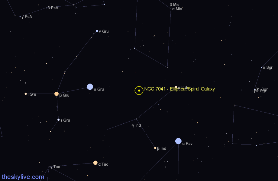 Finder chart NGC 7041 - Elliptical/Spiral Galaxy in Indus star