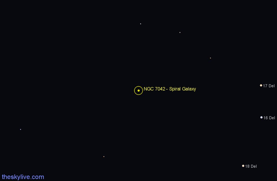 Finder chart NGC 7042 - Spiral Galaxy in Pegasus star