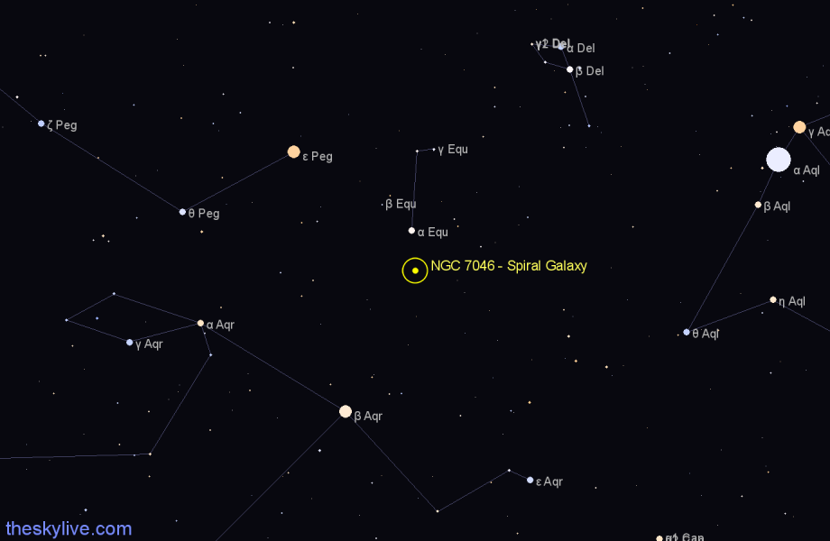 Finder chart NGC 7046 - Spiral Galaxy in Equuleus star