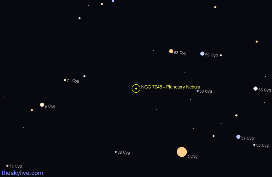 Finder chart NGC 7048 - Planetary Nebula in Cygnus star