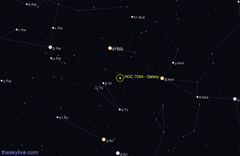 Finder chart NGC 704A - Galaxy in Andromeda star