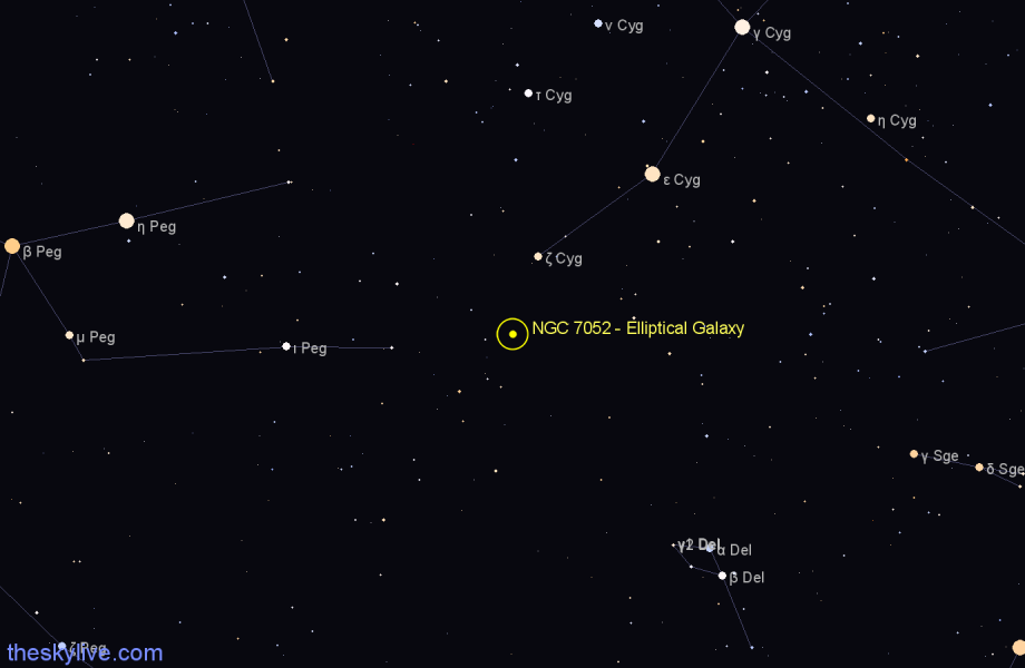 Finder chart NGC 7052 - Elliptical Galaxy in Vulpecula star