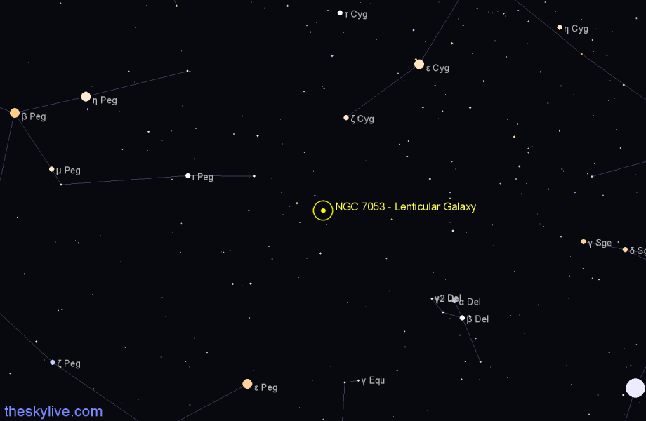 Finder chart NGC 7053 - Lenticular Galaxy in Pegasus star