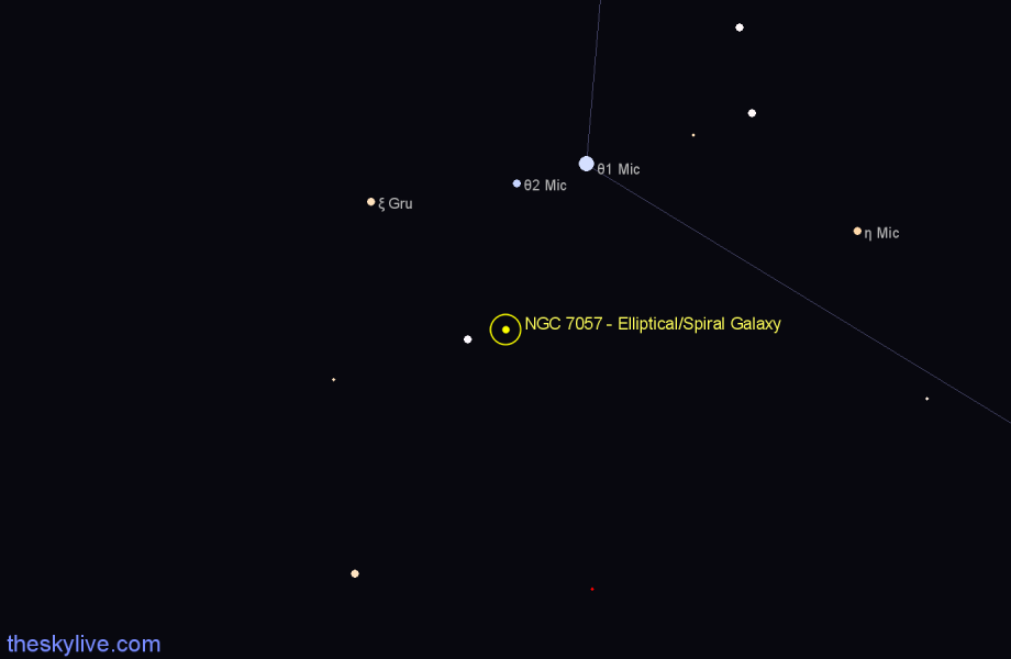 Finder chart NGC 7057 - Elliptical/Spiral Galaxy in Microscopium star