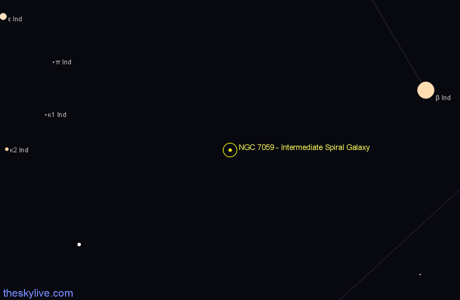 Finder chart NGC 7059 - Intermediate Spiral Galaxy in Pavo star