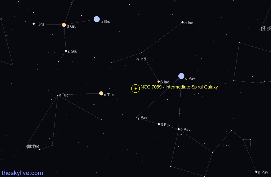 Finder chart NGC 7059 - Intermediate Spiral Galaxy in Pavo star