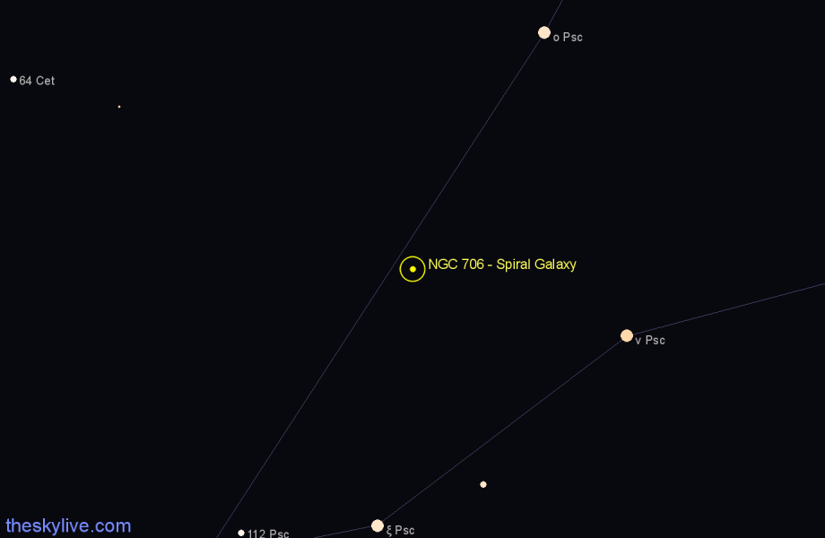 Finder chart NGC 706 - Spiral Galaxy in Pisces star