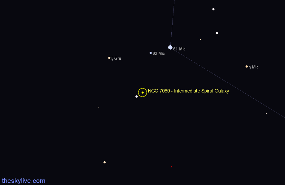 Finder chart NGC 7060 - Intermediate Spiral Galaxy in Microscopium star