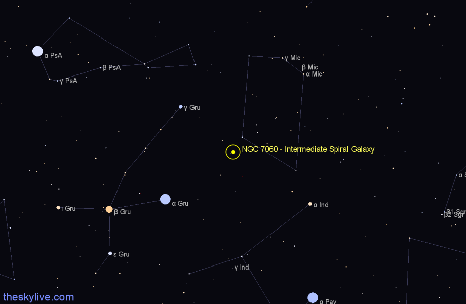 Finder chart NGC 7060 - Intermediate Spiral Galaxy in Microscopium star