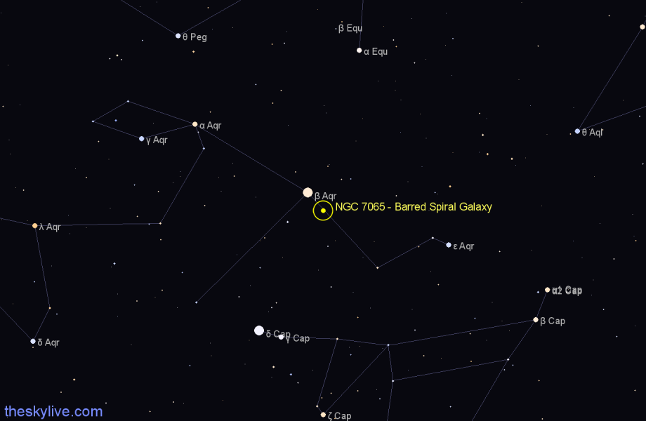 Finder chart NGC 7065 - Barred Spiral Galaxy in Aquarius star