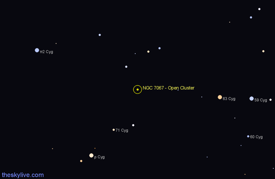 Finder chart NGC 7067 - Open Cluster in Cygnus star