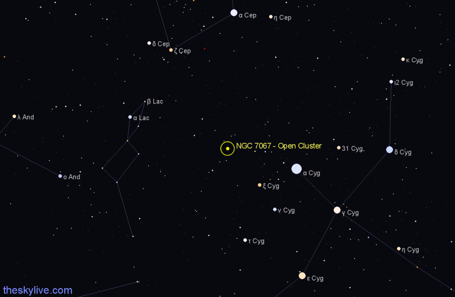 Finder chart NGC 7067 - Open Cluster in Cygnus star