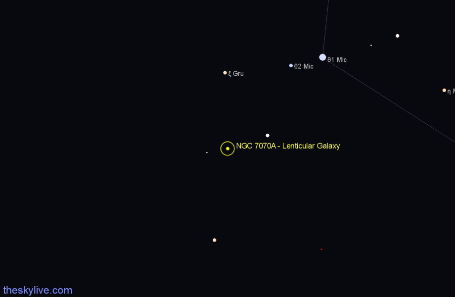 Finder chart NGC 7070A - Lenticular Galaxy in Grus star