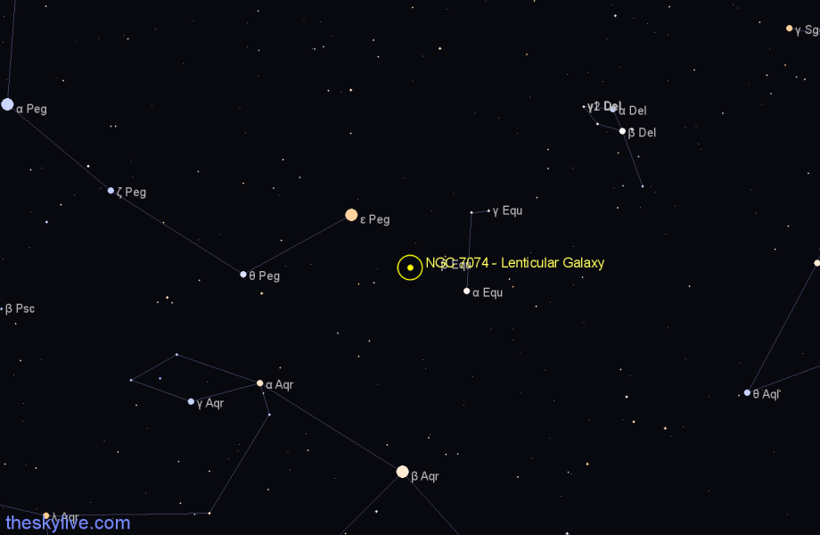 Finder chart NGC 7074 - Lenticular Galaxy in Pegasus star