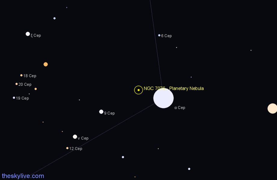 Finder chart NGC 7076 - Planetary Nebula in Cepheus star