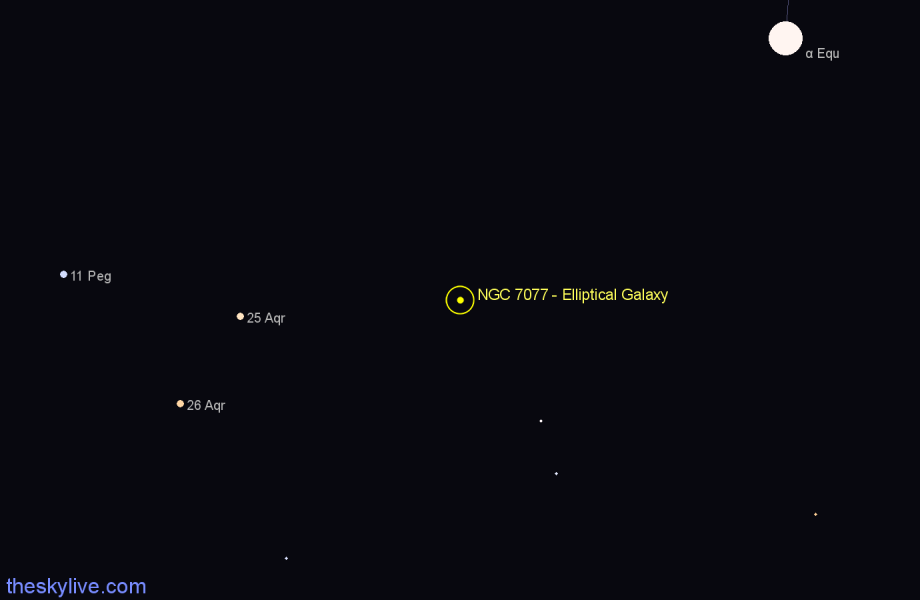 Finder chart NGC 7077 - Elliptical Galaxy in Aquarius star