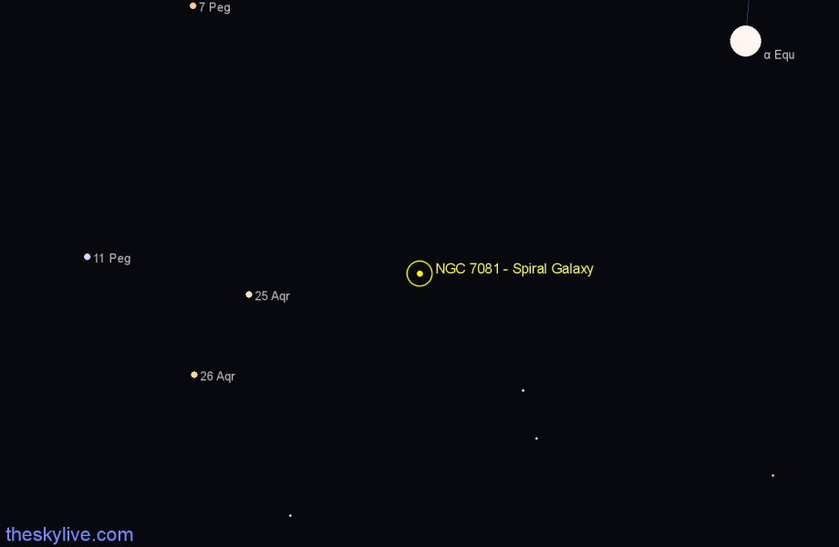 Finder chart NGC 7081 - Spiral Galaxy in Pegasus star