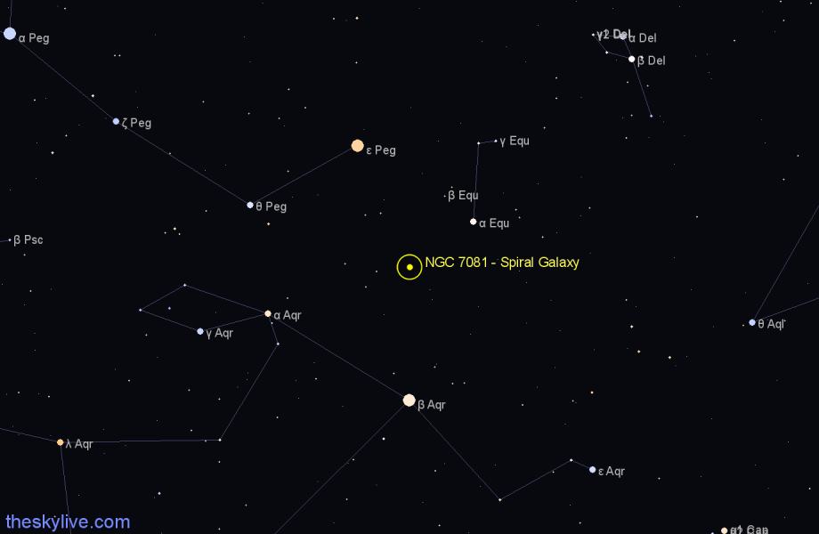 Finder chart NGC 7081 - Spiral Galaxy in Pegasus star