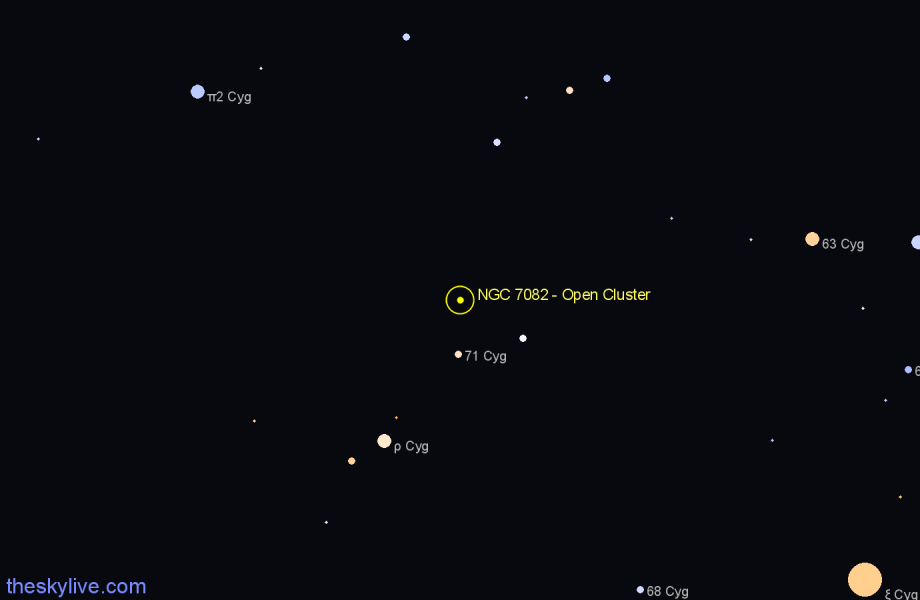 Finder chart NGC 7082 - Open Cluster in Cygnus star