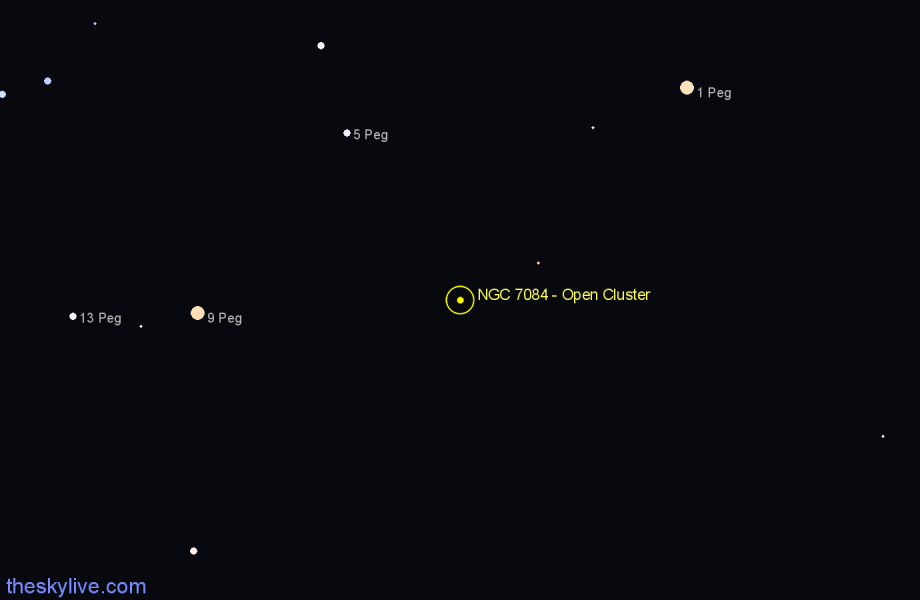 Finder chart NGC 7084 - Open Cluster in Pegasus star