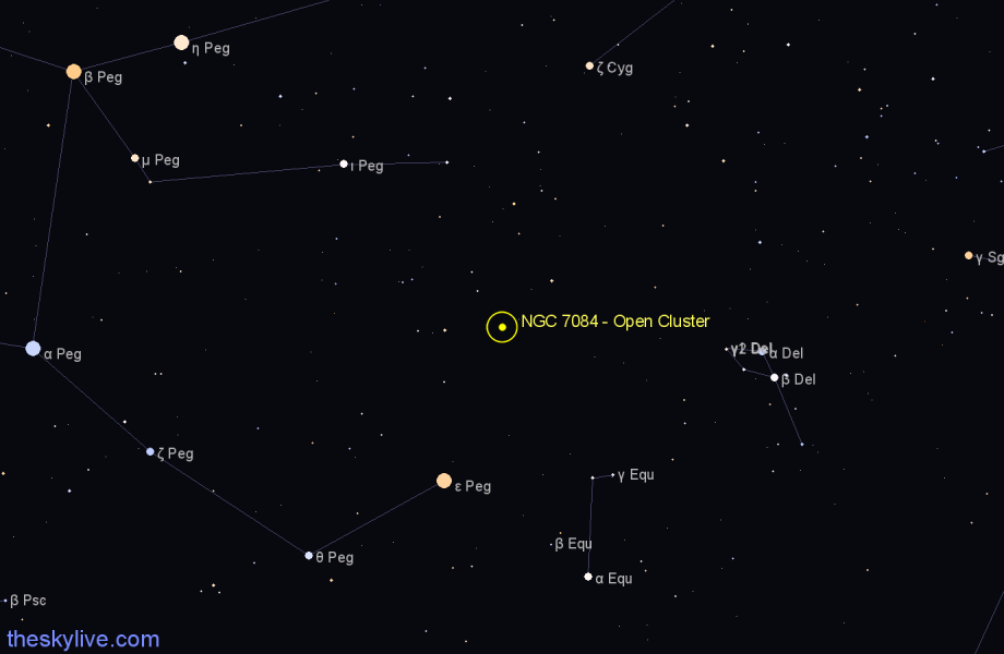 Finder chart NGC 7084 - Open Cluster in Pegasus star
