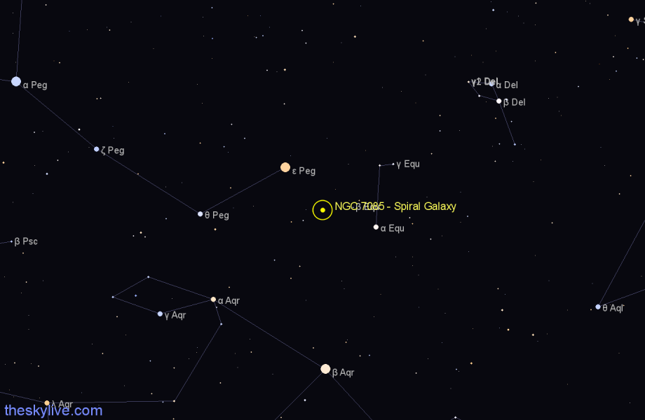 Finder chart NGC 7085 - Spiral Galaxy in Pegasus star