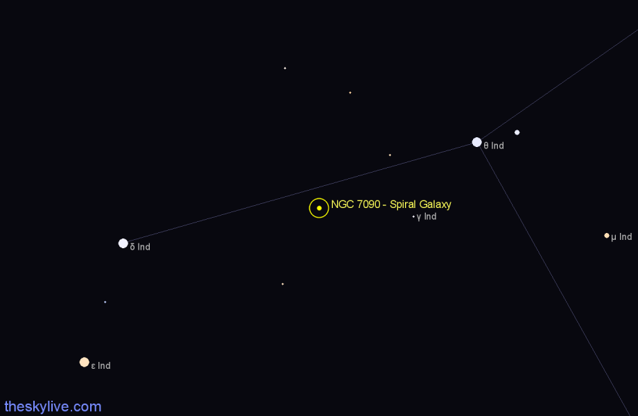 Finder chart NGC 7090 - Spiral Galaxy in Indus star