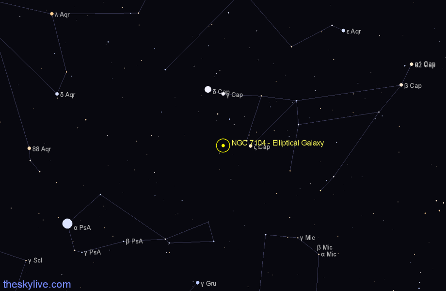 Finder chart NGC 7104 - Elliptical Galaxy in Capricornus star